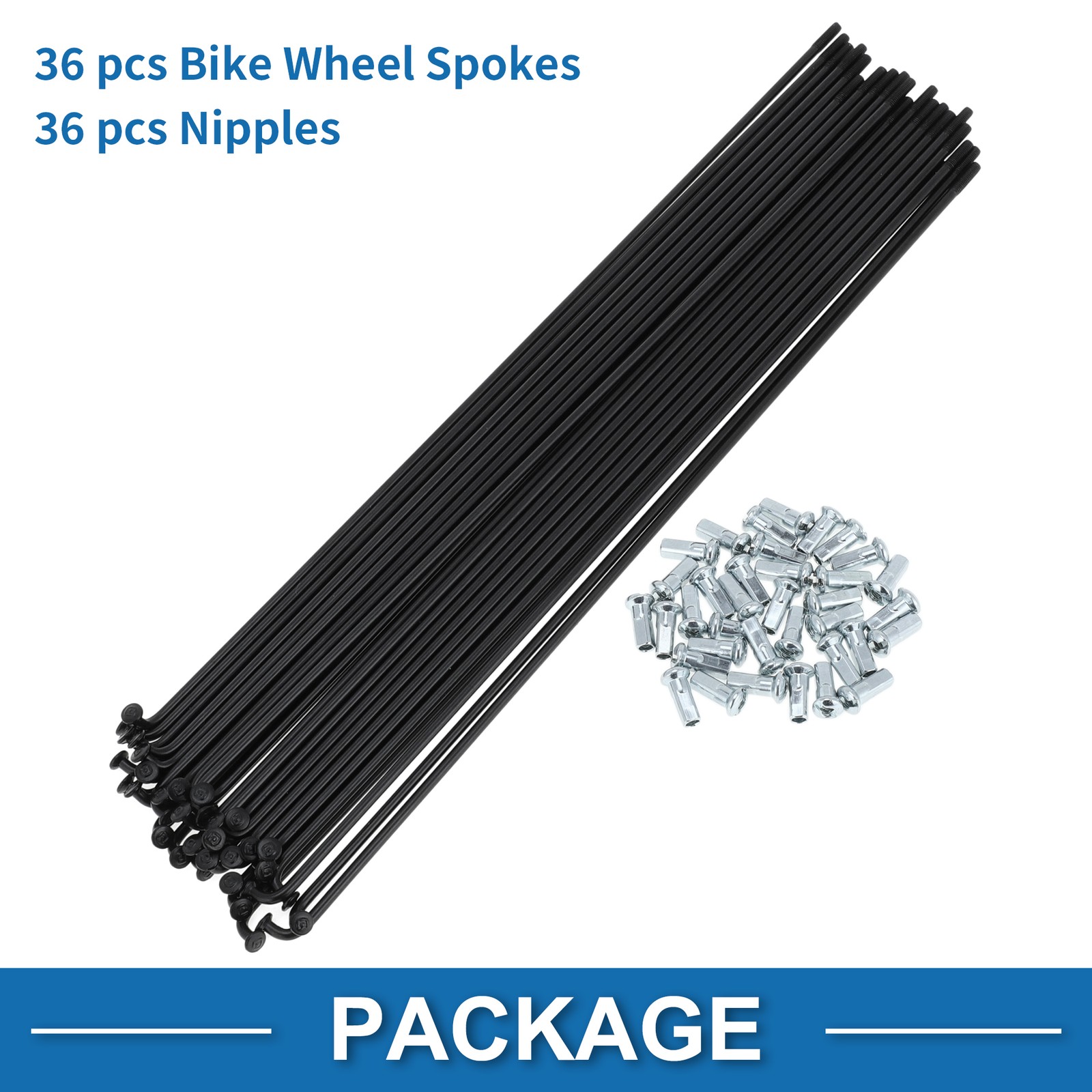 1Set 12G 257mm Length Bicycle Spokes Nipple Carbon Steel Black Universal