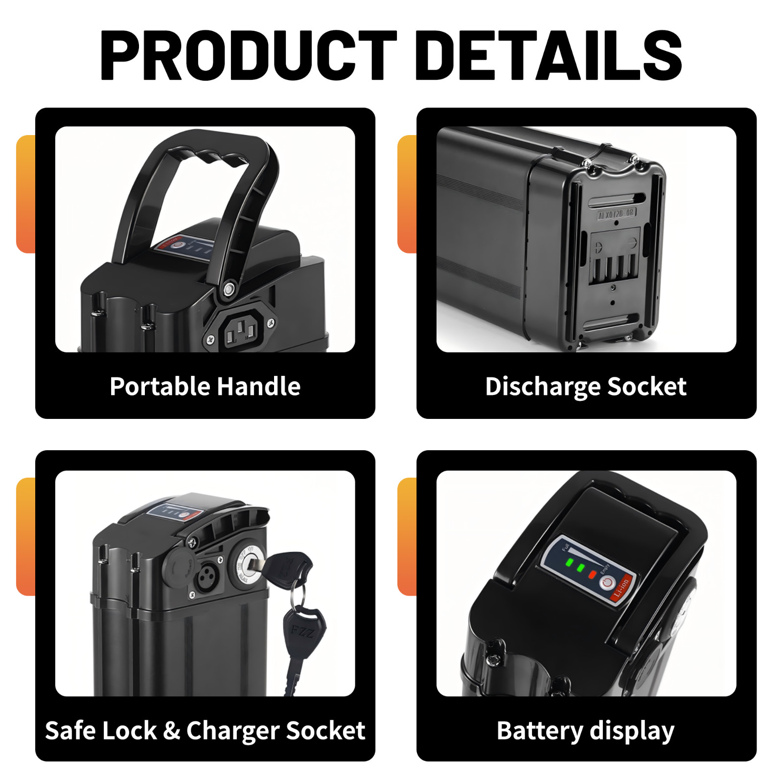 Ebike Battery 48V 15Ah lithium-ion battery for 750W-1440W e-bikes