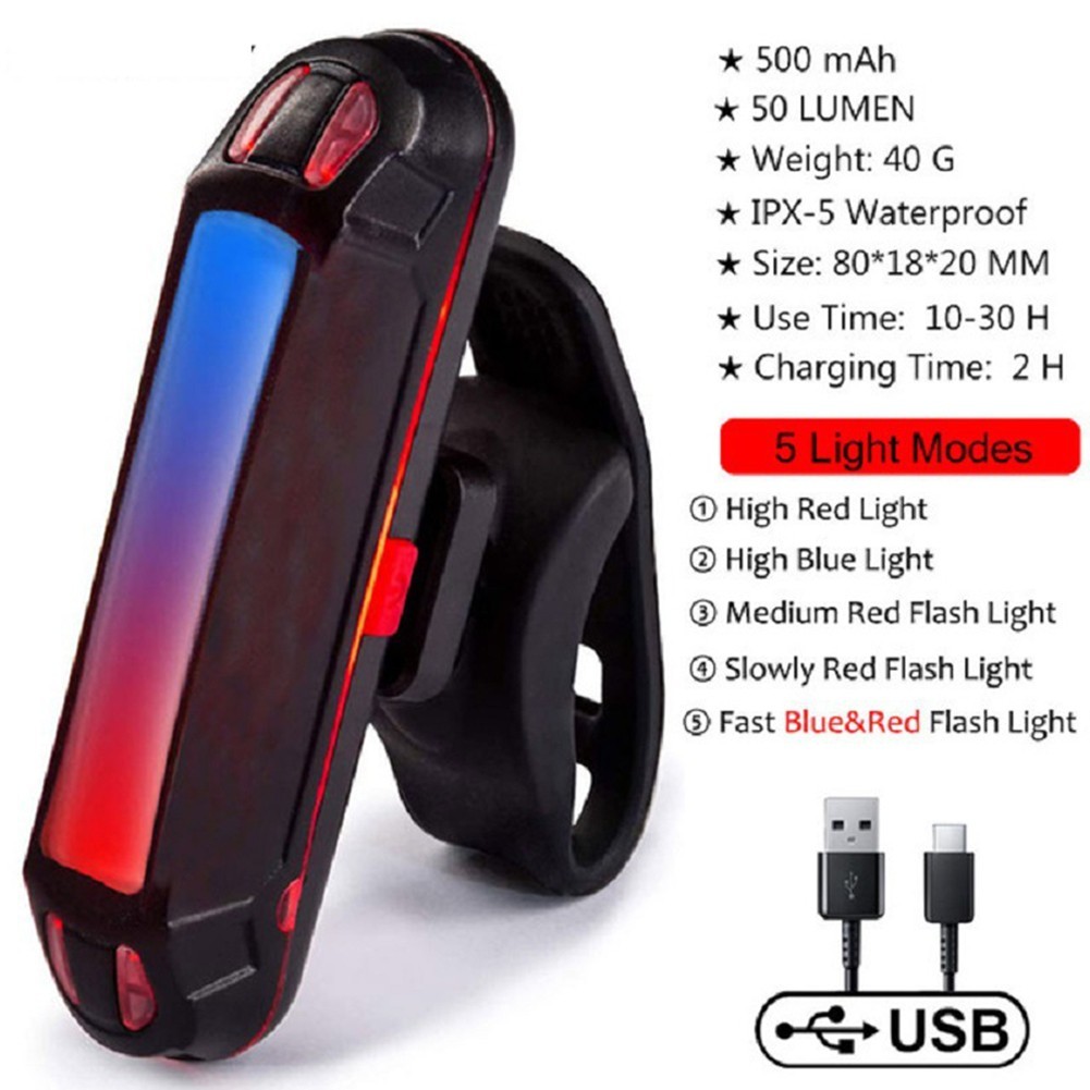 USB Rechargeable LED Bicycle Headlight Bike Front Rear Lamp Cycling Taillight