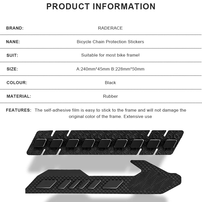 Bicycle Chainstay Protector Pad MTB 3D Silicone Chain Stay Frame Guard for Road