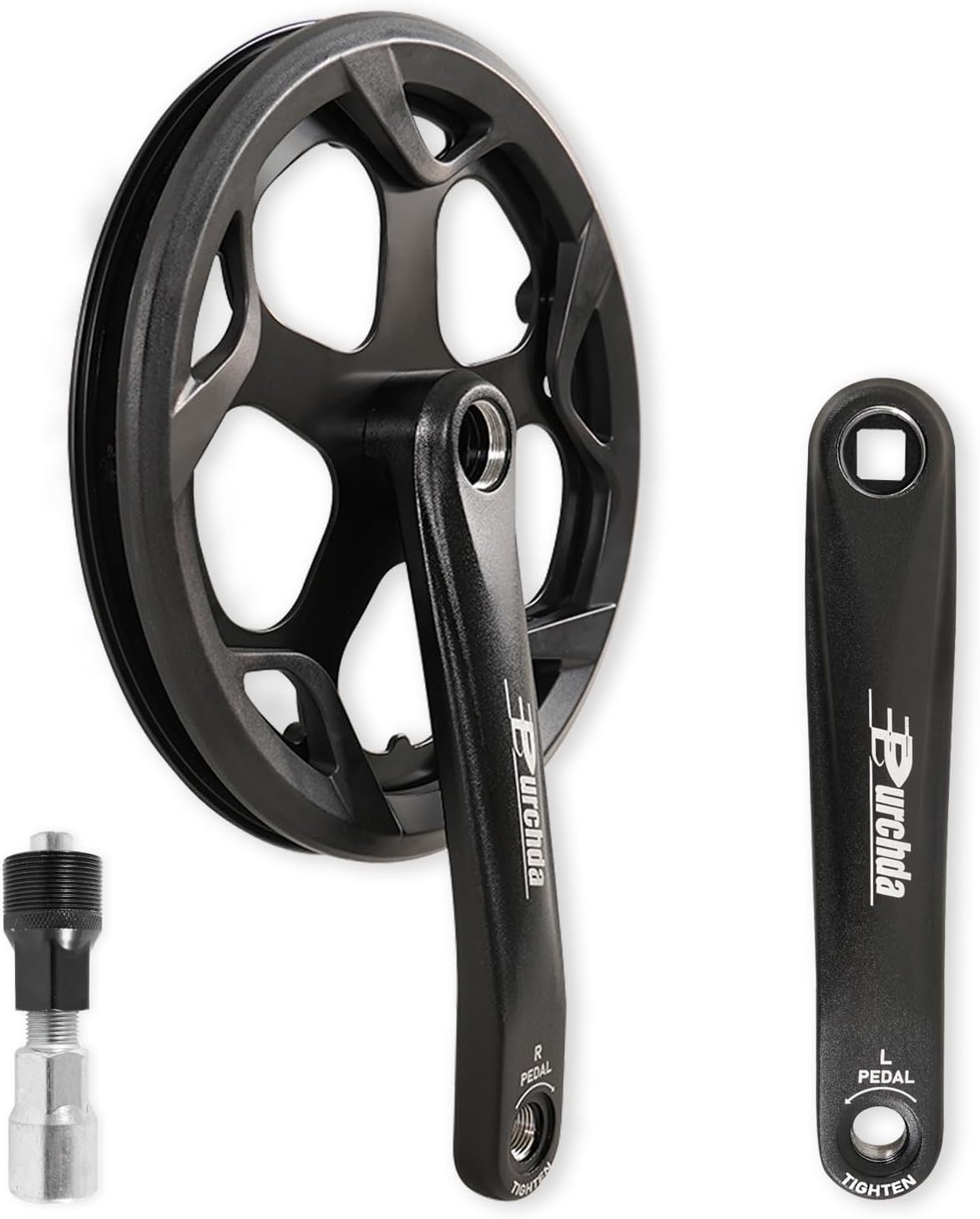 Bike Crankset for Ebike: 52T Universal Set Double 52T, Black