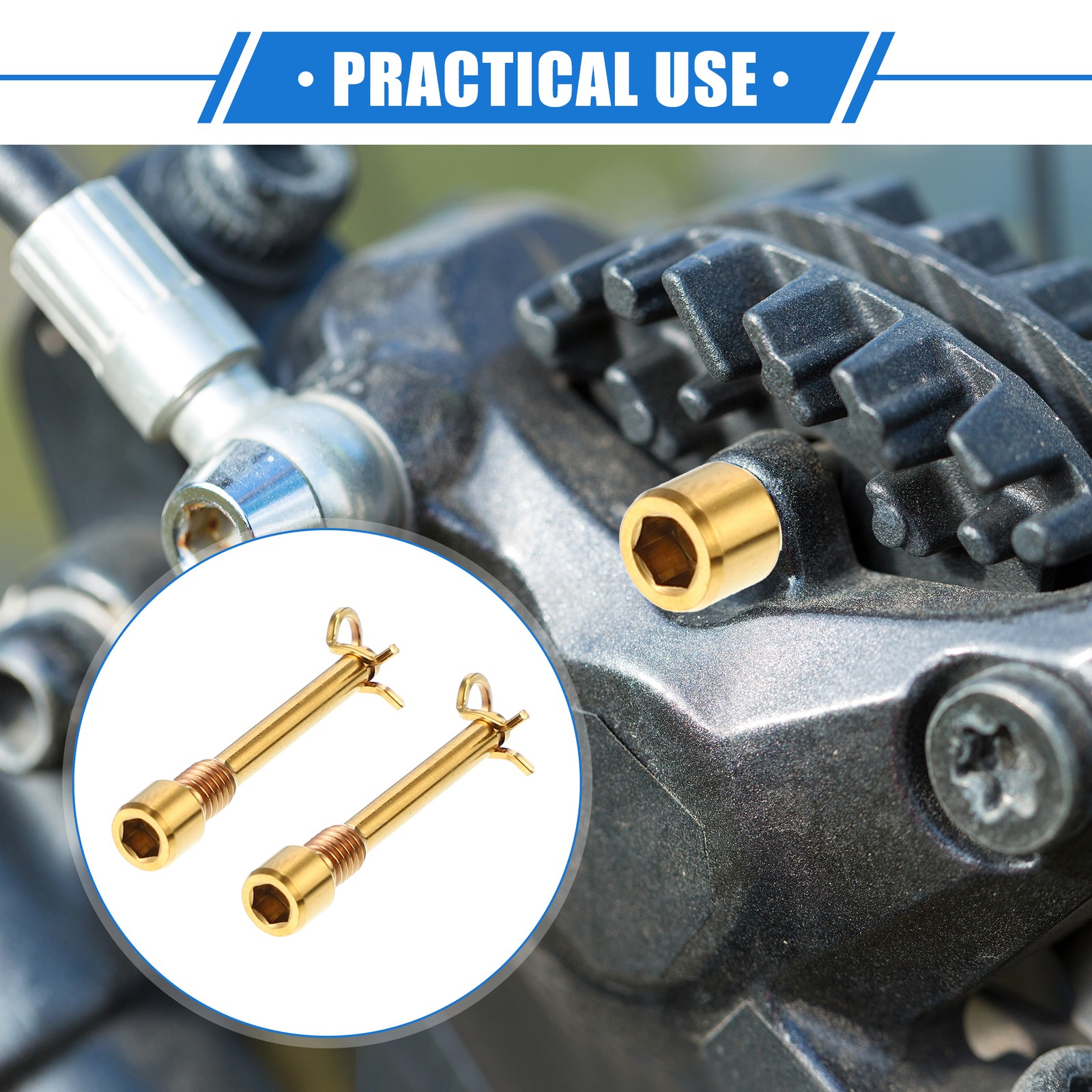 2 Pcs Bike Brake Caliper Bolt Screws M4x0.7 for Mountain Bicycle Gold Tone