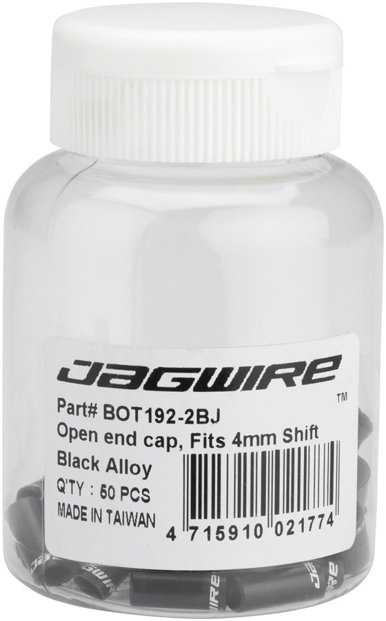 Jagwire 4mm Open Alloy End Caps No O-Ring Nor Nylon Ring Bottle of 50 Black