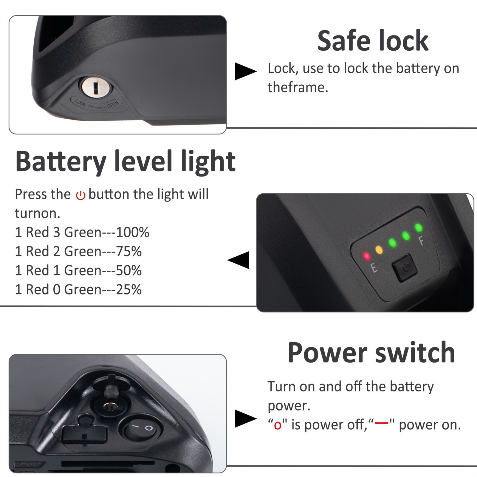 52V 48V 36V 20Ah Ebike Battery 20W-2000W Electric BIKE Black Lithium Battery