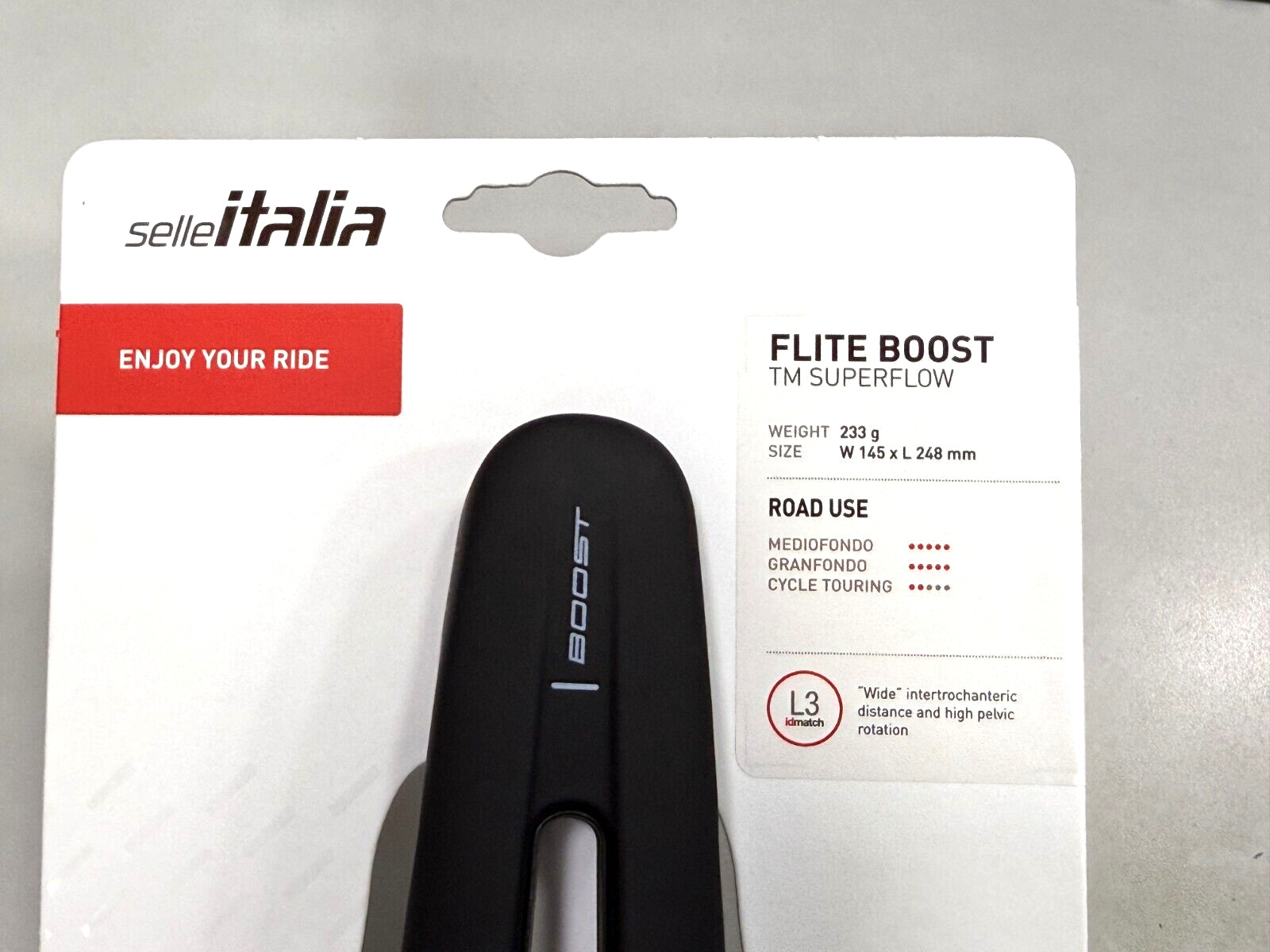 Selle Italia Flite Boost TM Superflow Manganese Rail Saddle L3 (145x250mm) Black
