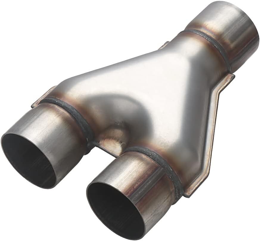 Exhaust 2.5″ Inlet, Stainless Steel 10″ Long Dual 2.5inch 10″Long Wide Y Pipe