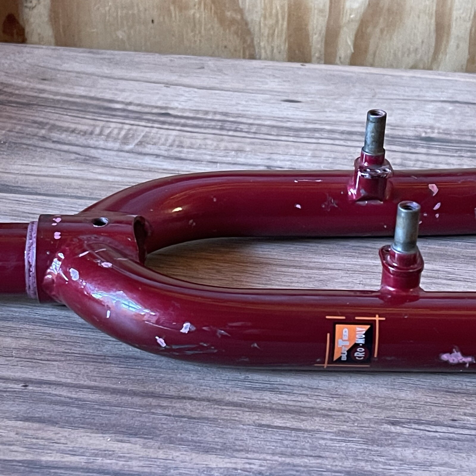 Vintage Chromoly MTB Fork 26 1 1/8 Threaded 136mm 390mm AtoC Dark Red
