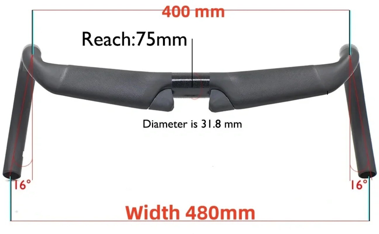 Carbon Fiber Road Handlebar 31.8MM 380/400/420/440MM 16 Degree Cockpit Bike Part