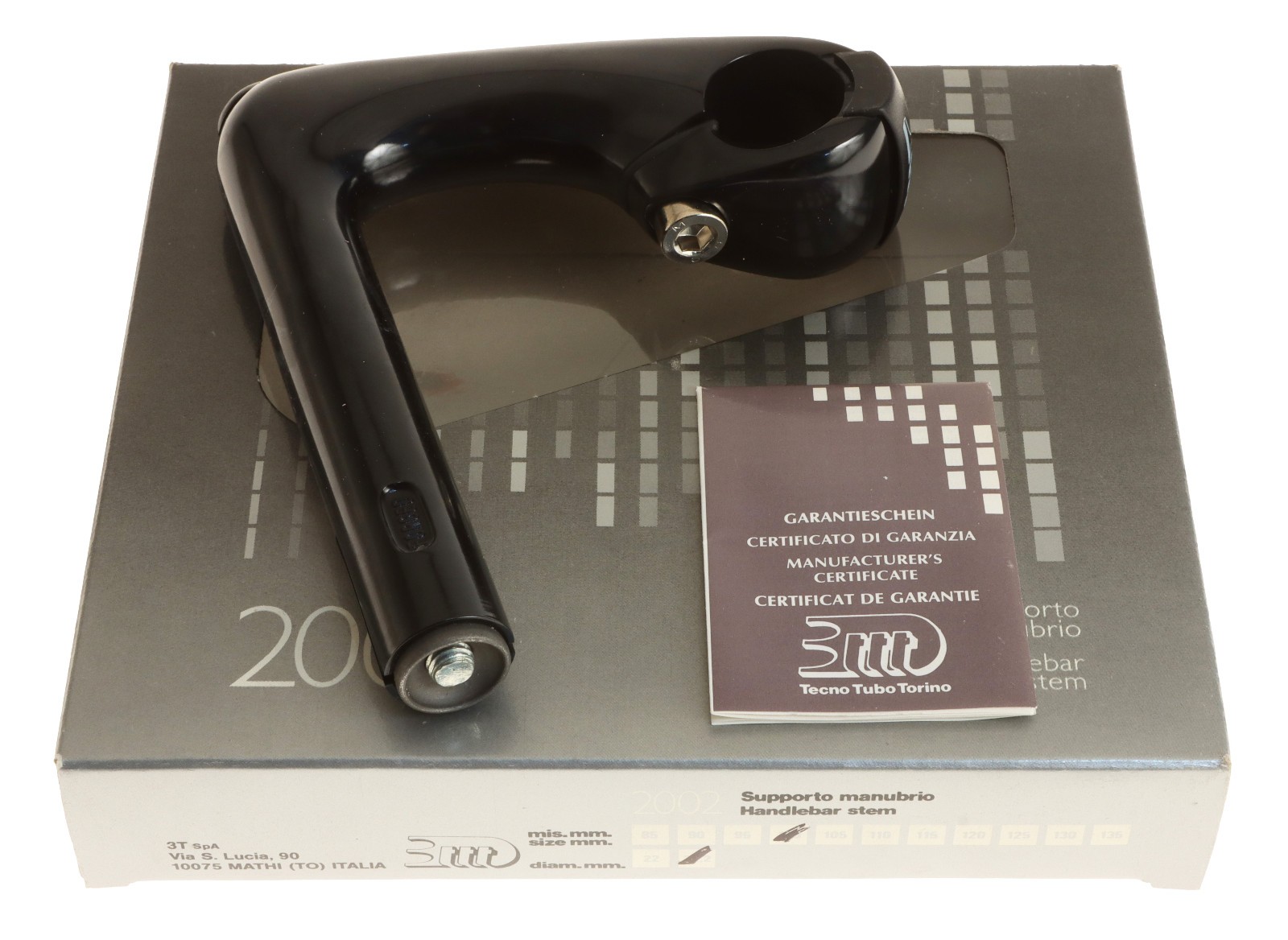 3ttt 1″ 2002 22.2mm Quill Stem 100mm 26mm Clamp Hinged Black -17° NEW NIB NOS