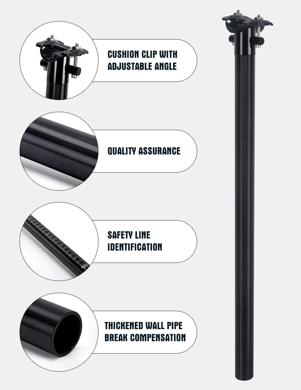 Bicycle Seat Tube 27.2/30.9/31.6/33.9mm * 500/580mm Bicycle Accessories