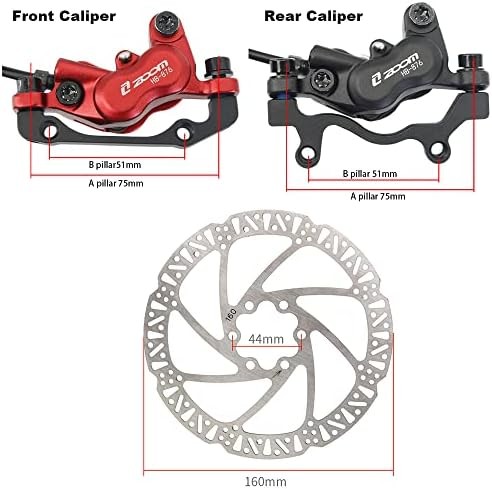 JFOYH zoom HB876 4-Piston Pre-Bled Hydraulic Disc Brake Set for Mountain Bike, B