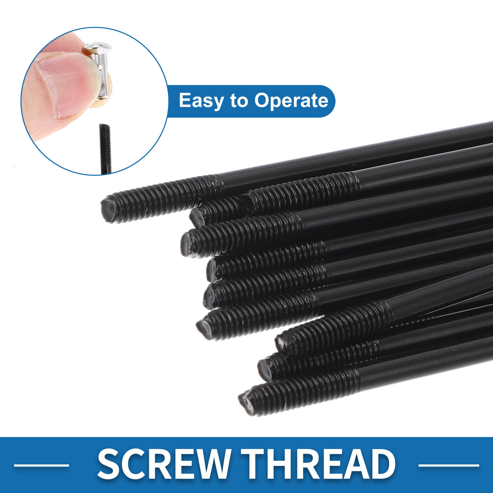1 Set 14G 74mm Length Bicycle Spokes Nipple 304 Stainless Steel Black Universal