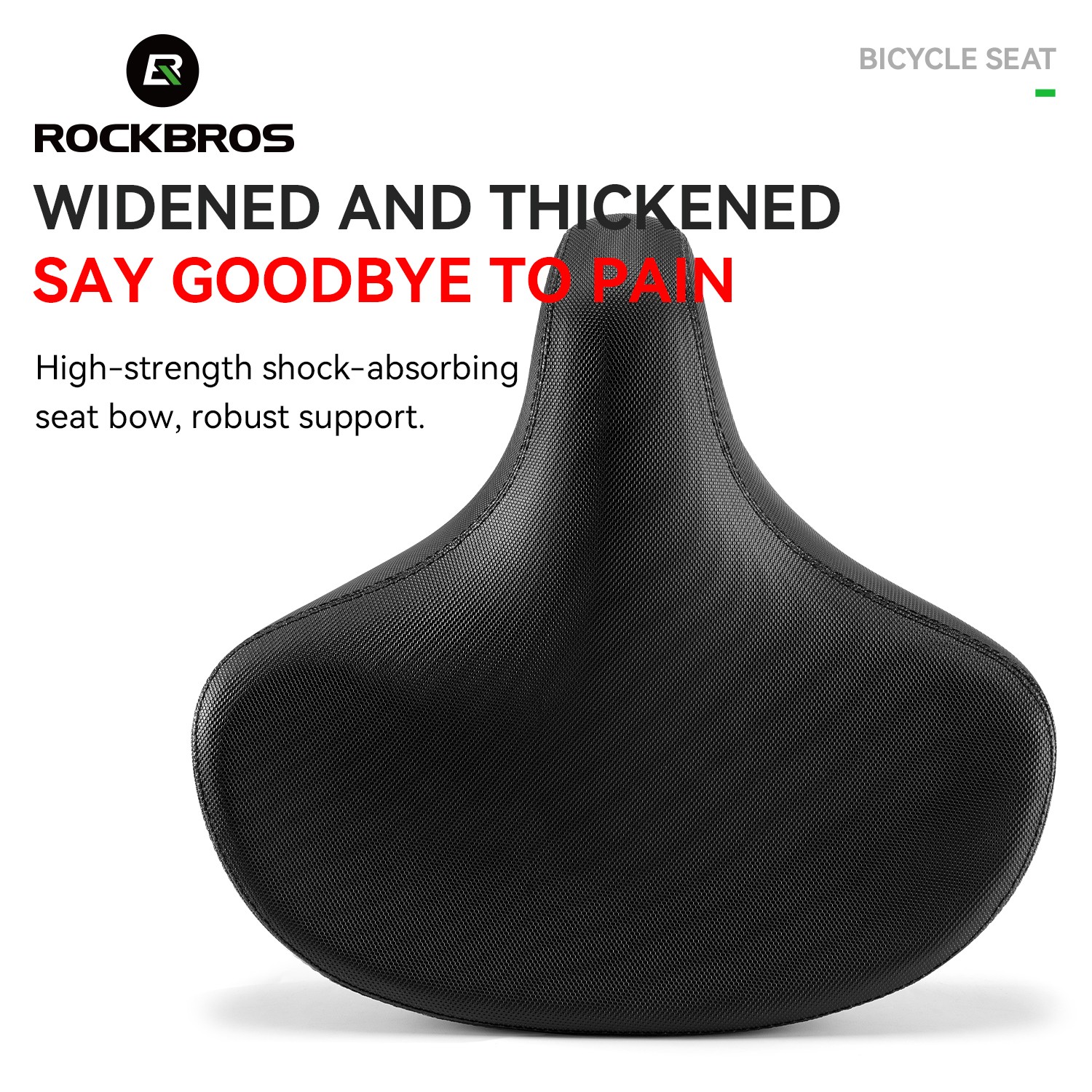 ROCKBROS Wide Bike Seat Oversized Bike Saddle Comfortable Padded Shock Absorbing