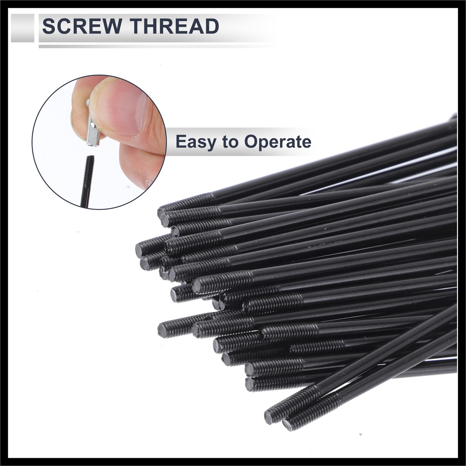 1Set 13G 209mm Length Bicycle Spokes Nipple 45 Steel Black Universal