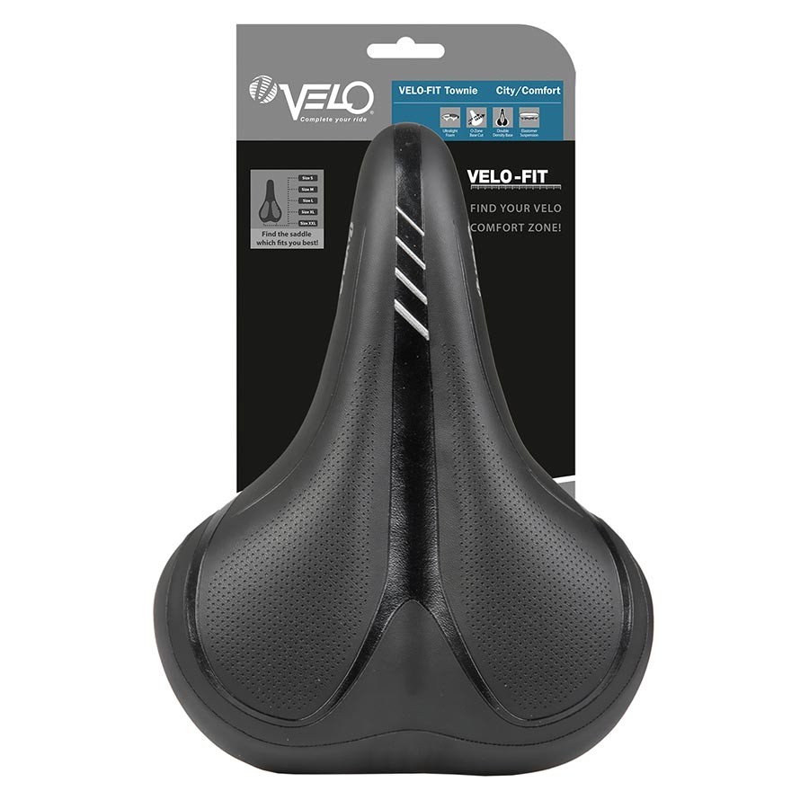 Velo Fit B-Town Saddle 267x238mm, Ultra-Light Foam, Elastomer Suspension, Black