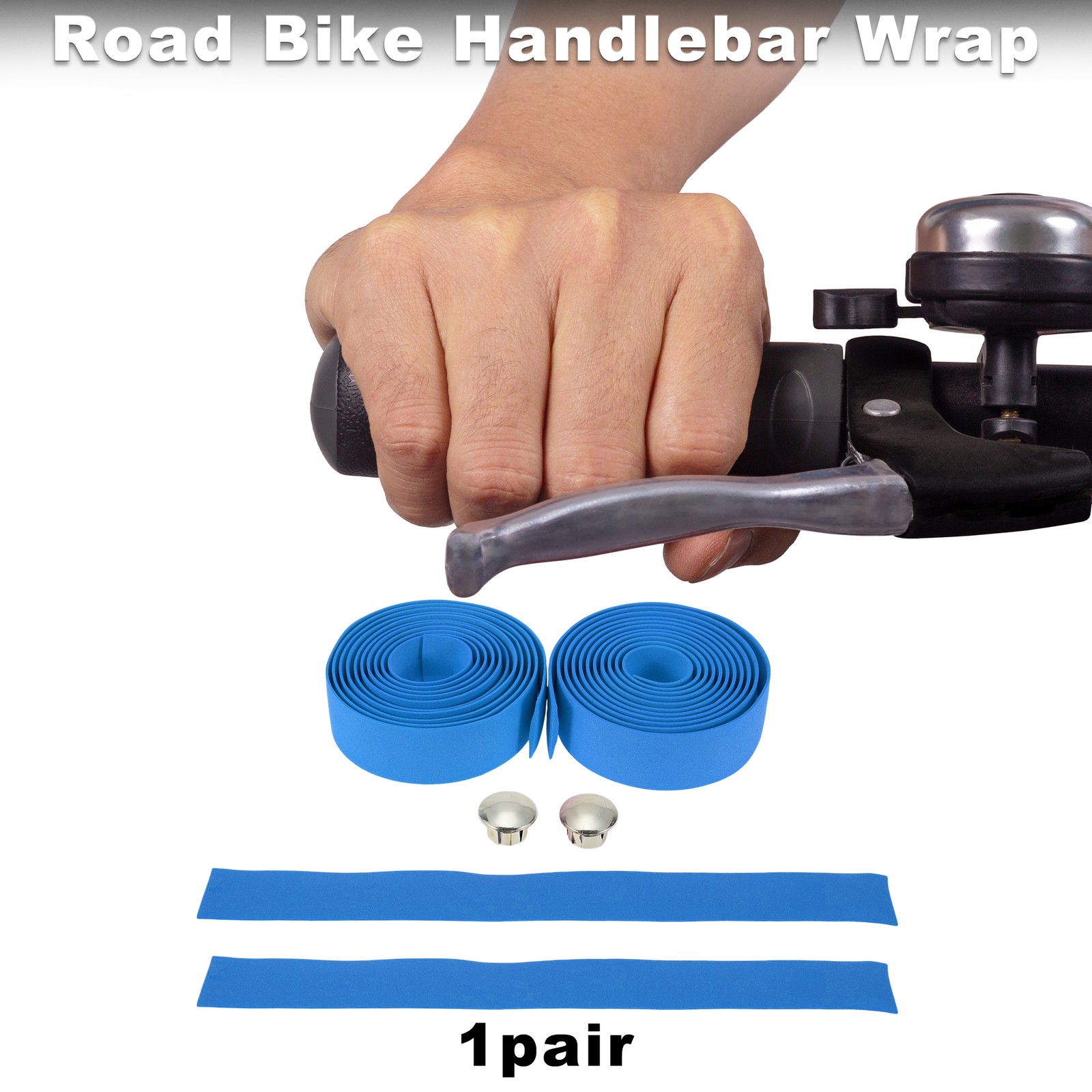 Bike Handlebar Tape Non-Slip Bicycle Handlebar Grip Tape Blue 1 Pair