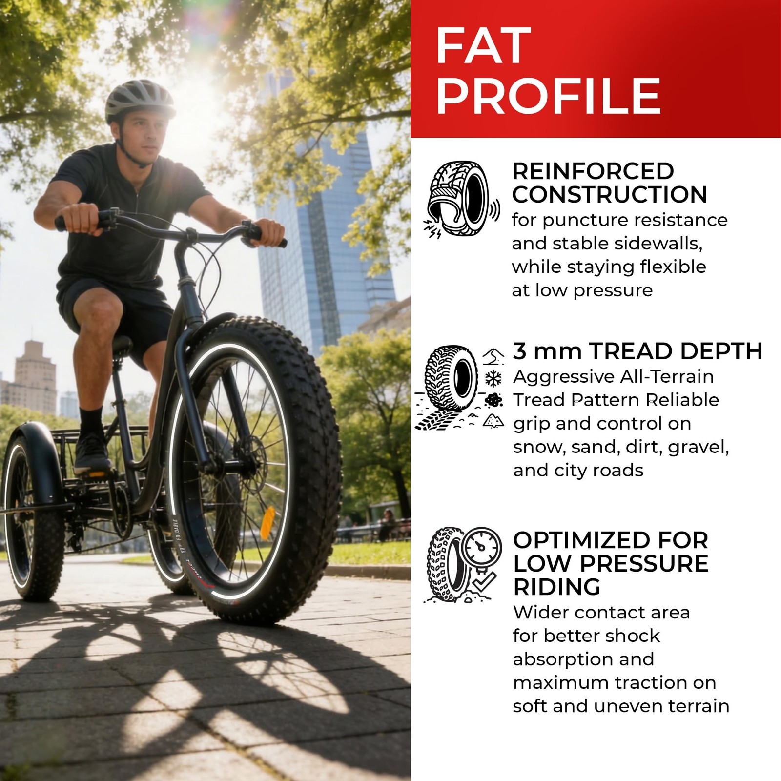 Fincci Pair 26×4.0 Fat Bike Tires – Foldable 26 inch Bike Tires with Wear-Res…