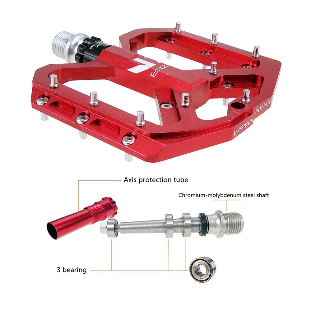 9/16 in Bicycle Flat Pedals Sealed Bearing Aluminum Mountain Bike Pedals 345g