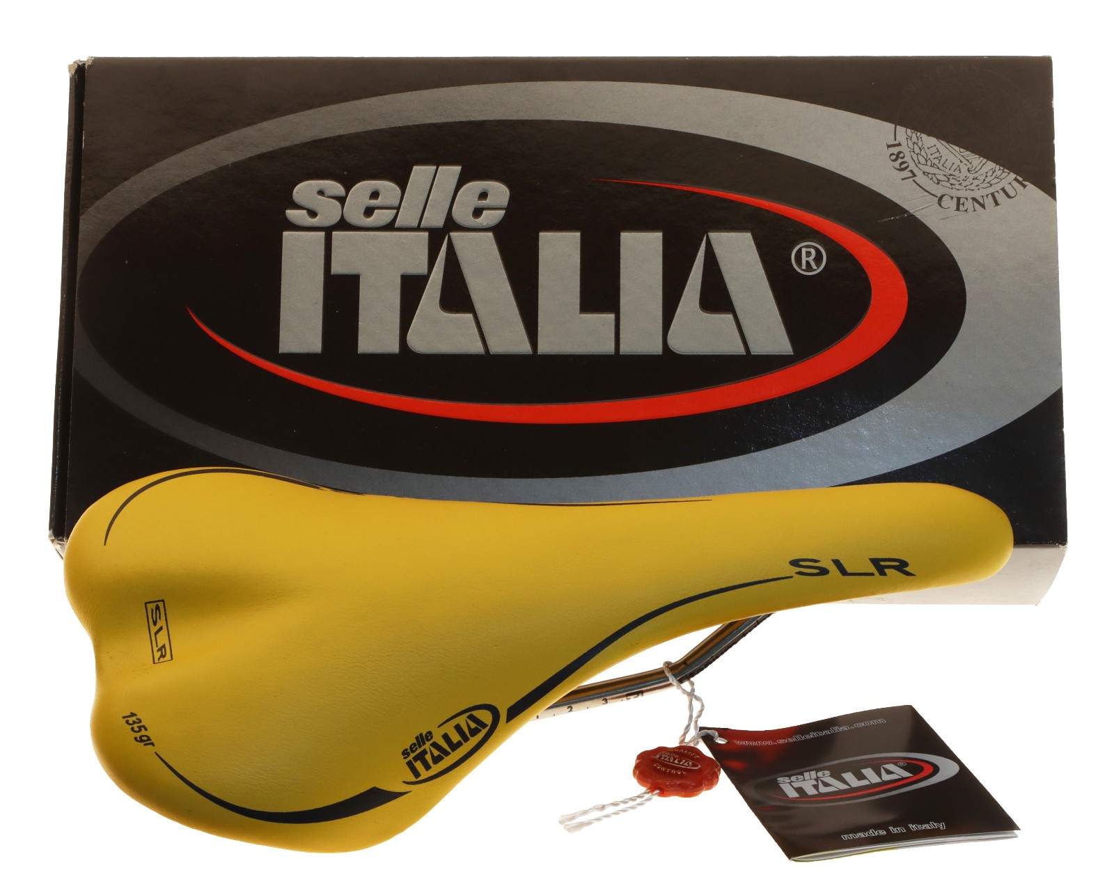 Selle Italia SLR Saddle Carbon Fiber Titanium Rails Yellow Leather NIB NOS NEW