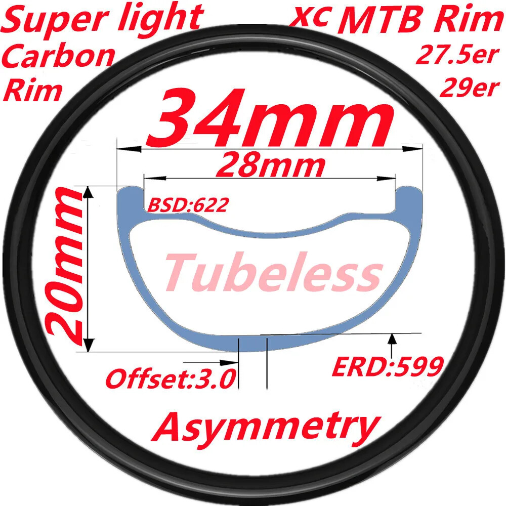 MTB Bicycle Carbon Rim 28 Holes 29er/27.5er 650B Bicycle Rim 20 25 30MM Depth
