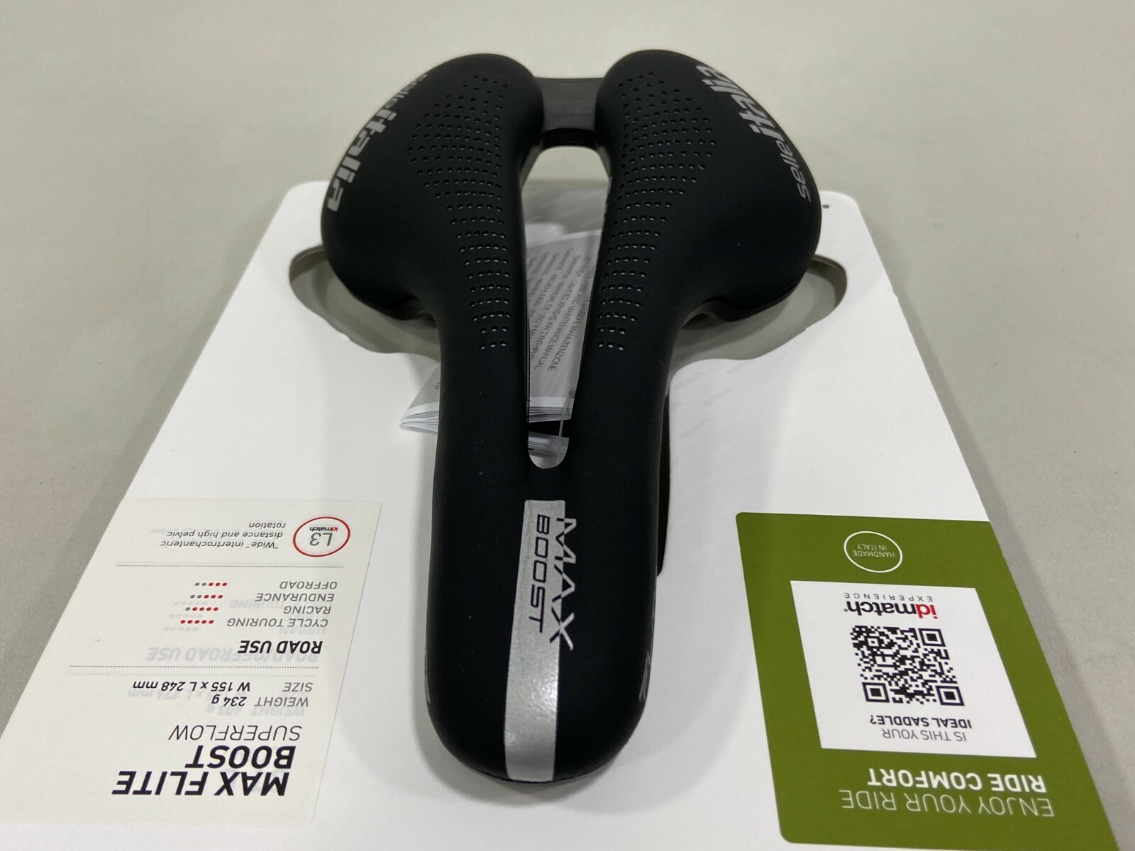 Selle Italia Max Flite Boost Gel SF 155x250mm (L3) Ti316 Rail Bicycle Saddle