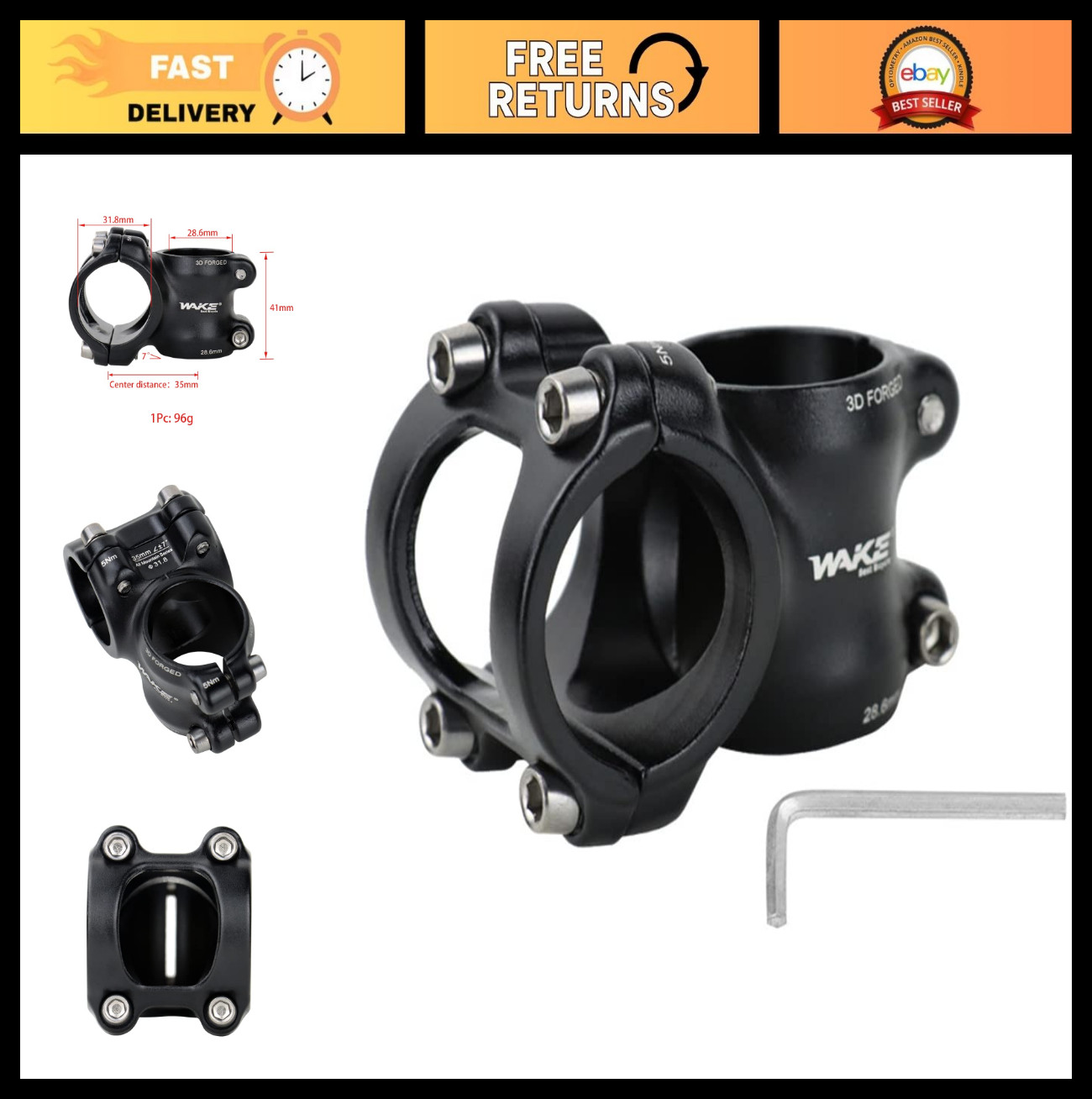 Adjustable MTB Bike Stem 31.8mm – 35mm/45mm/60mm/70mm, 7° Riser Extender for Roa