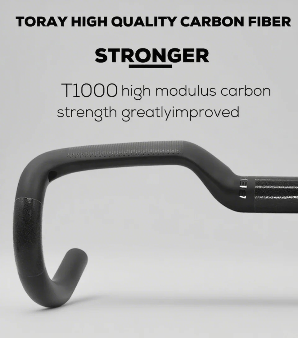 30mm Rise Carbon Fiber Gravel Road Bike Handlebar 400-440mm Internal Cable