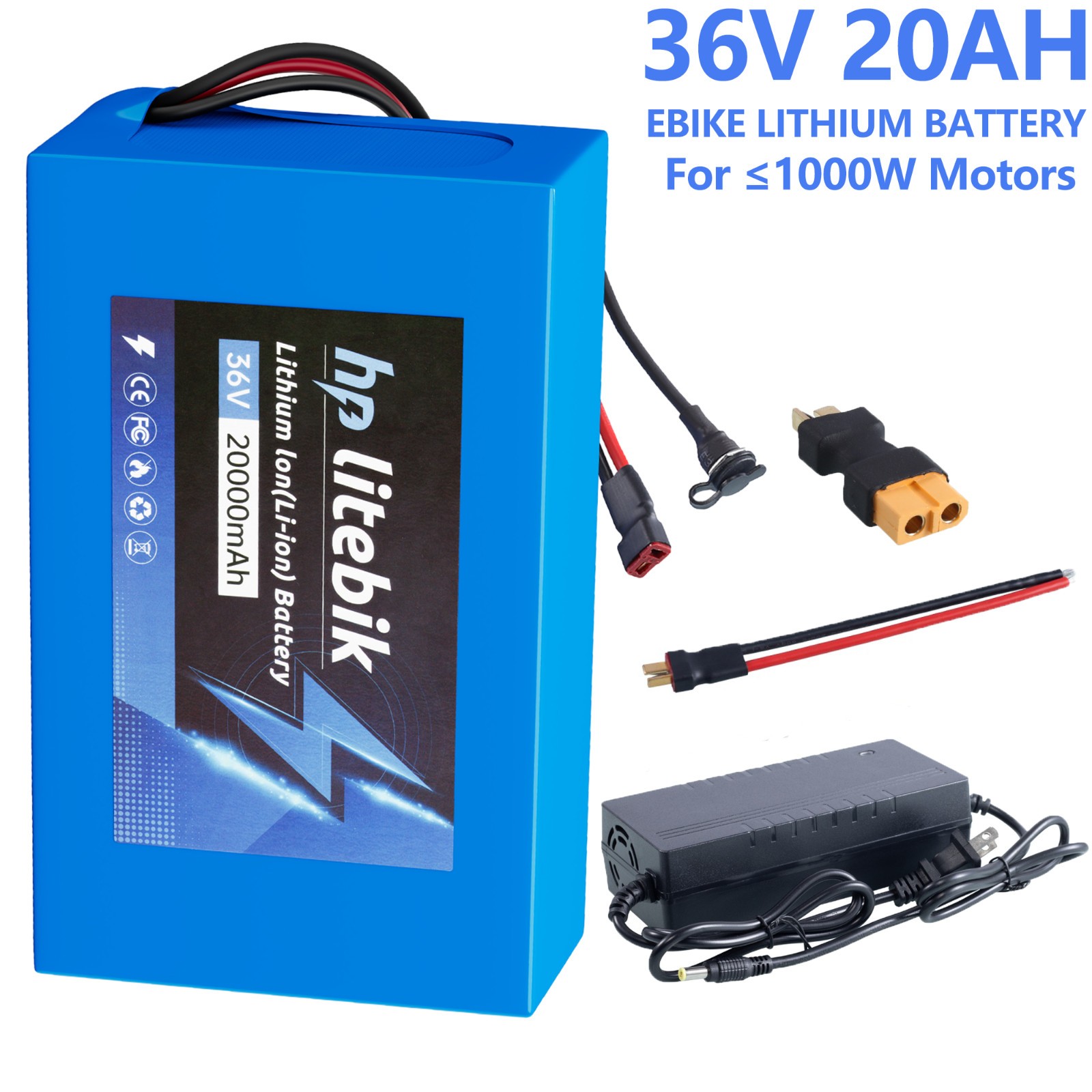 36V Bike Battery 36V 20Ah Lithium Battery for Electric bicycle 200-1000W Motors