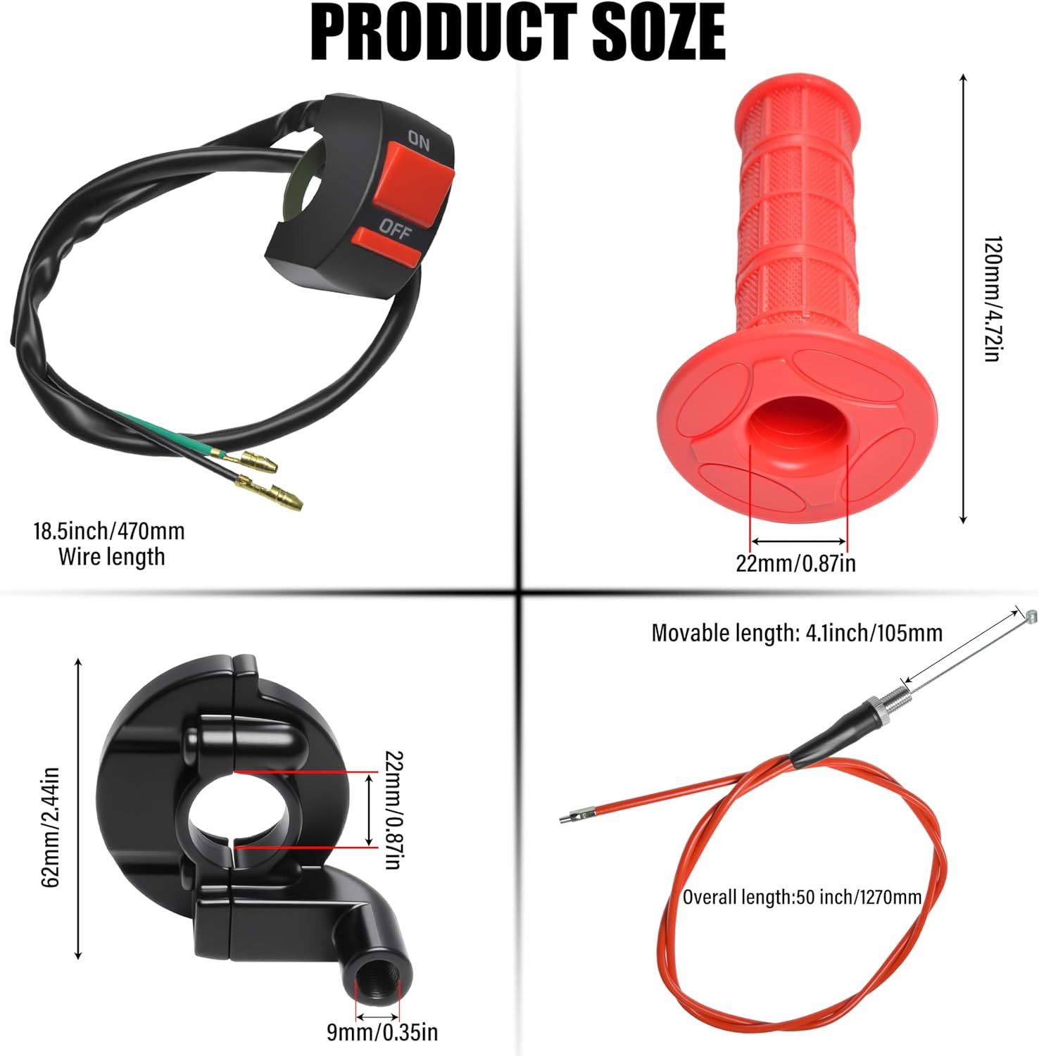 Universal Mini Bike Throttle Assembly&Cable Kit | Direct Replacement for Coleman