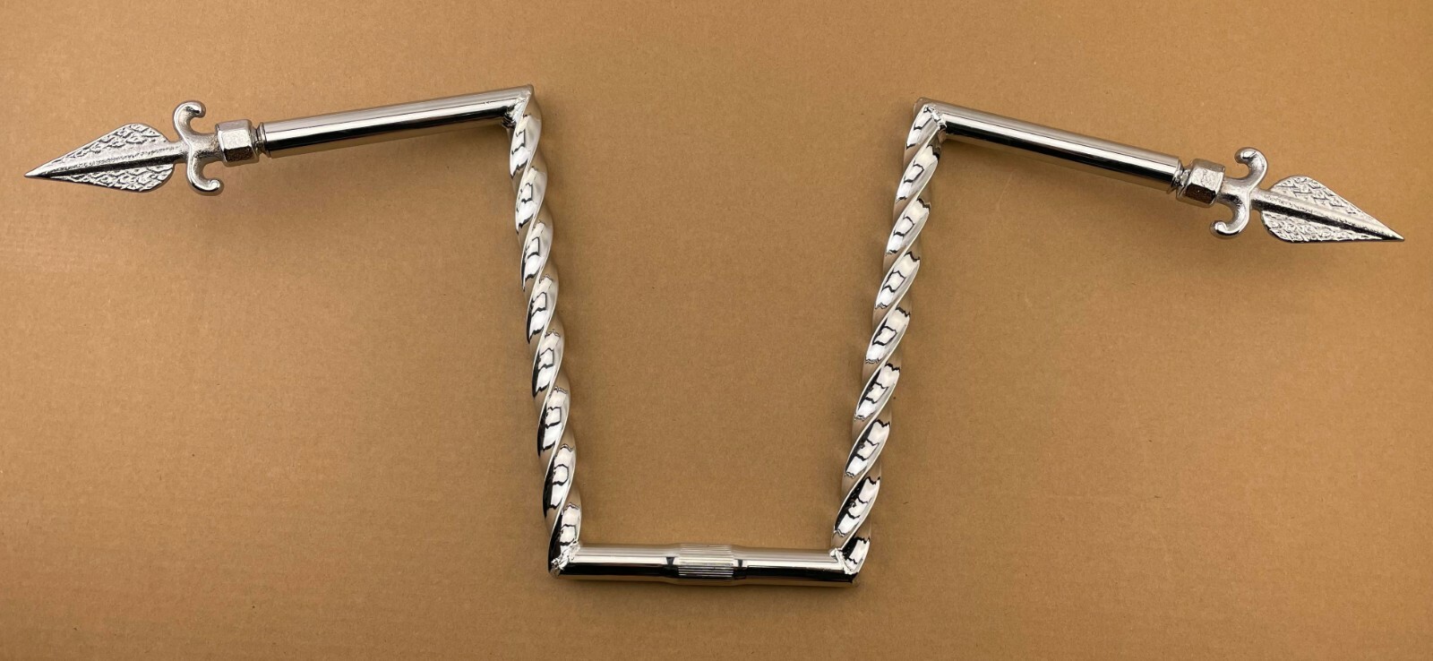 NEW! APE SQUARE TWISTED 12″ RISE HANDLEBAR 25.4MM W/ END ARROW IN CHROME.
