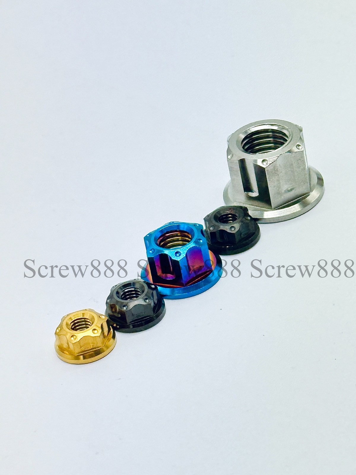 6pcs Titanium Nut M6 M8 M10 M12 M14 M16 Ti Flange Nuts for Motorcycle Rear Axle