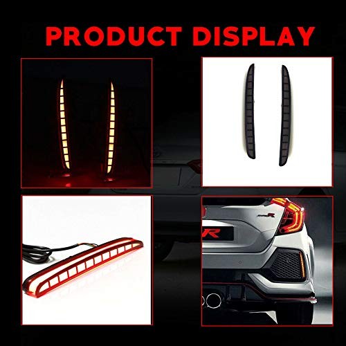 Lens Full LED Bumper Reflector Lights Tail Brake Rear Fog Lamps For 2017 Smoked