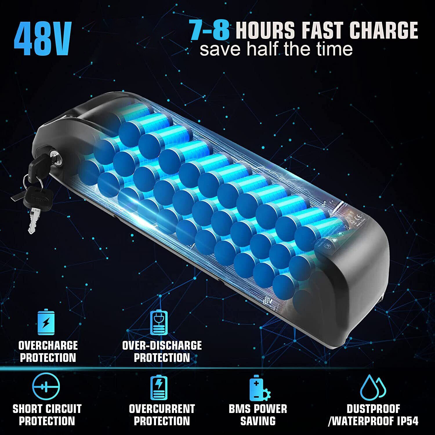 48V 20Ah Hailong Batterys for 200W-1000W Ebike Electric Bike Li-ion Batterys BMS