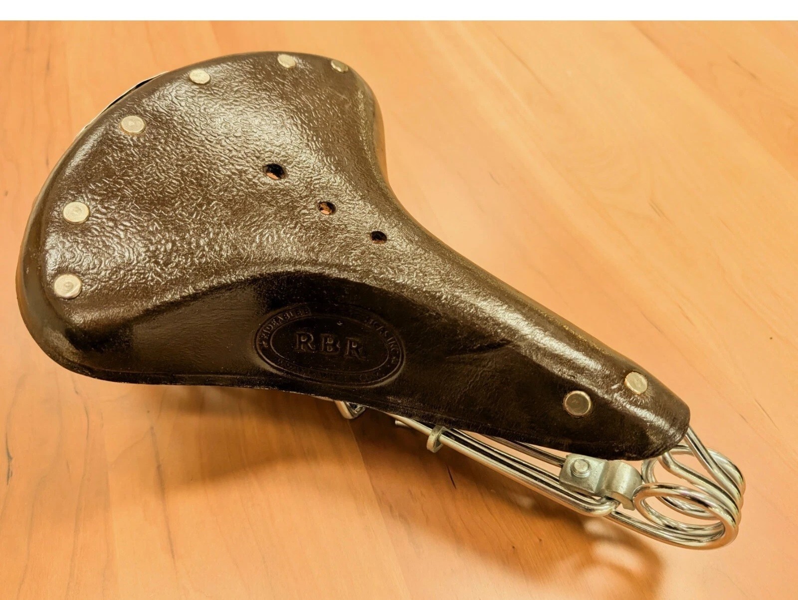 VINTAGE STYLE BROWN LEATHER HAIRPIN BIKE SADDLE CHROME STEEL – SHIPS FREE USA
