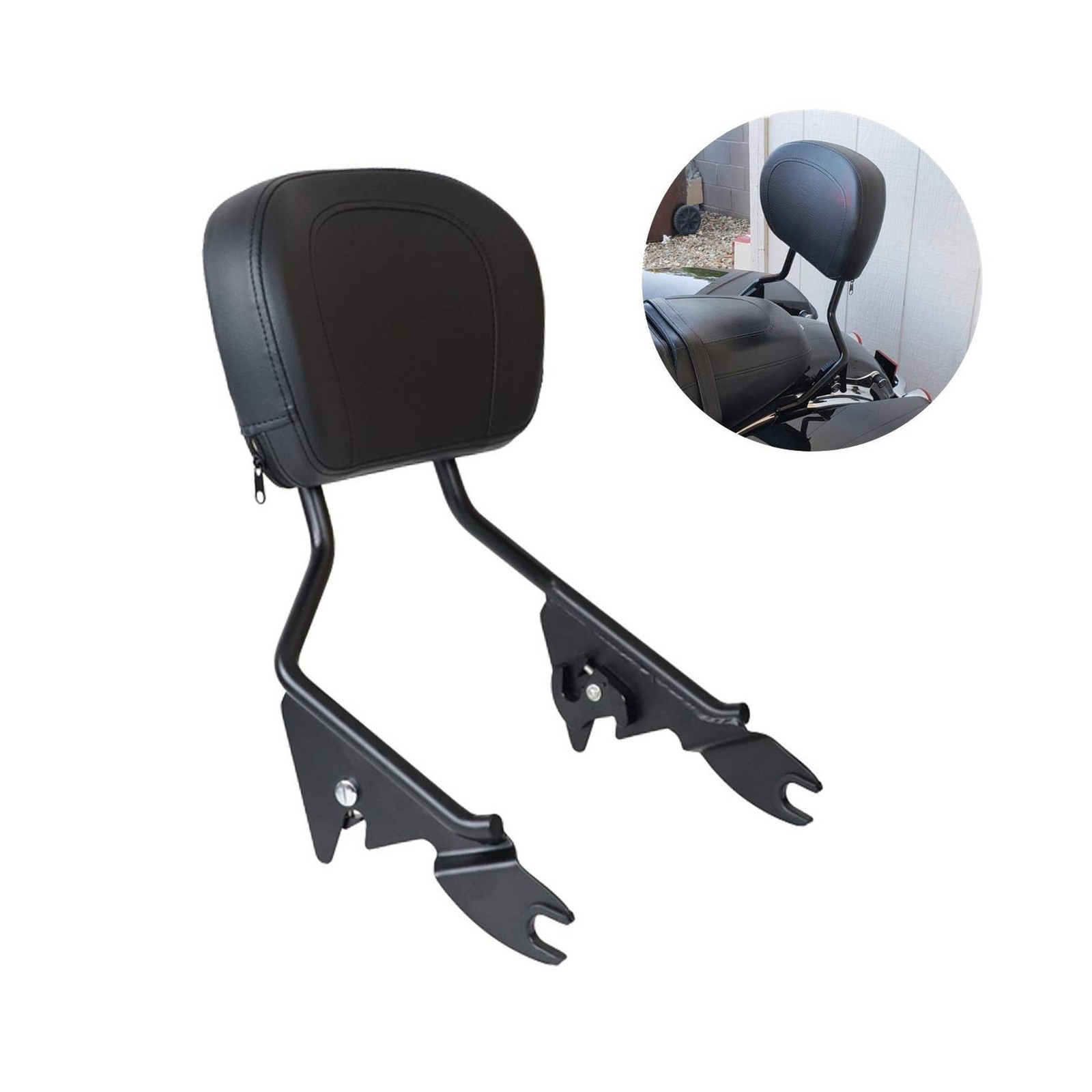 Detachable Upright Passenger Backrest Sissy Bar w/Back Rest Pad Compatible Wi…