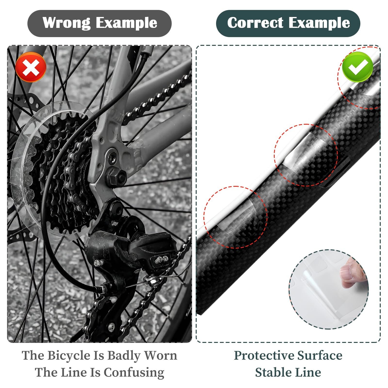 4 PCS Bicycle Chainstay Protector Decal, Clear Bike Frame One Size,