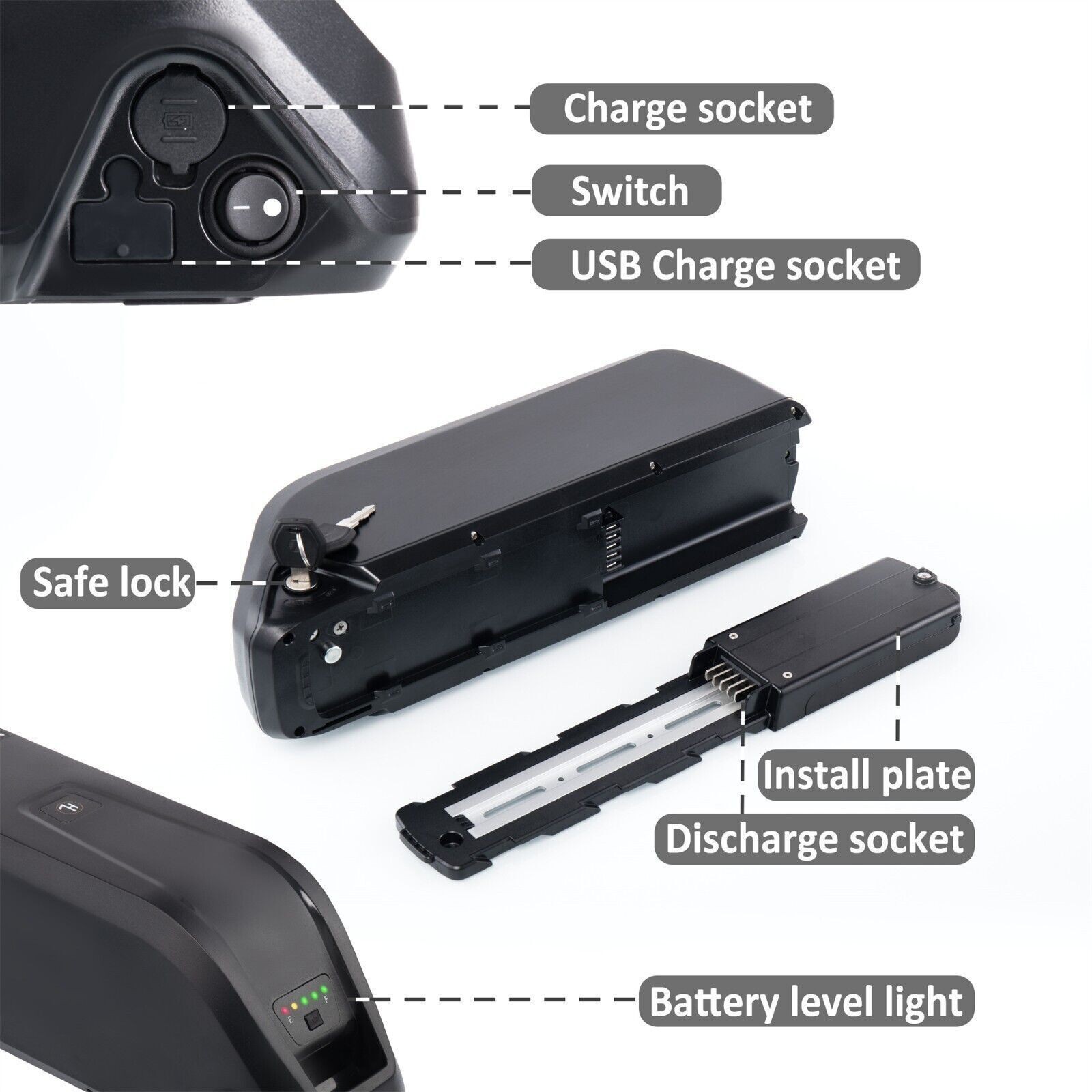 48V 15Ah Hailong Battery for 200W-1500W Ebike Electric Bike Lithium Battery BMS