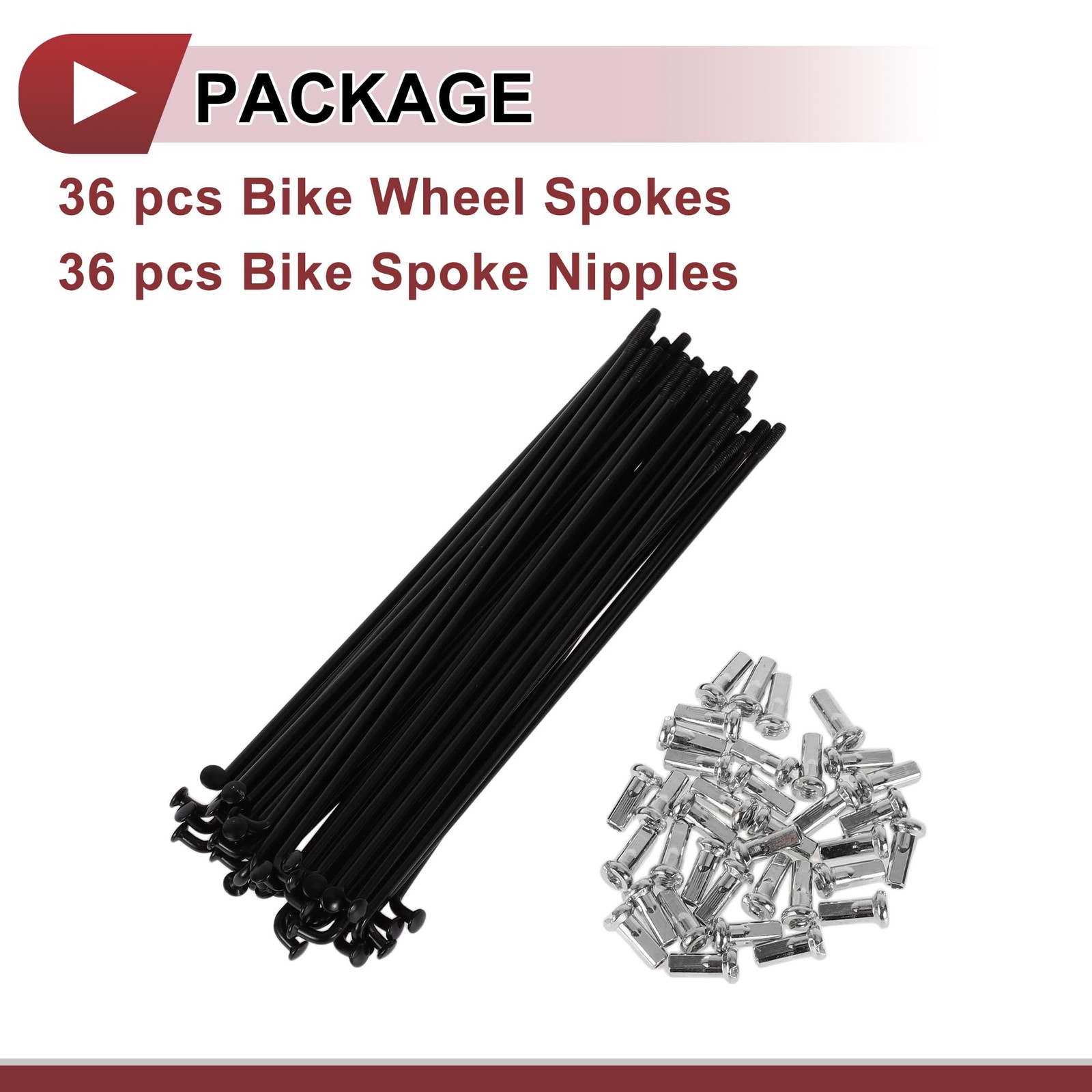 36 Set 12G Bicycle Spokes 135mm Bike Wheel Spokes 45 Steel Black