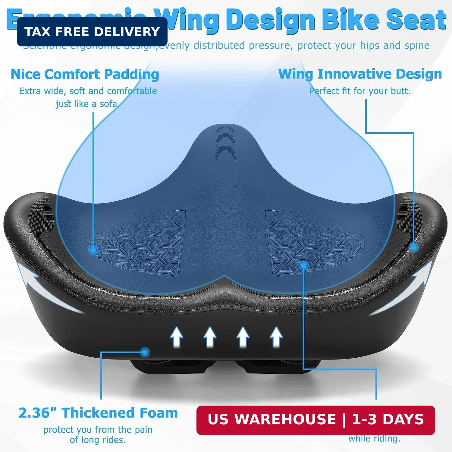CDYWD Oversized Bike Seat for Men & Women Comfort, Extra Wide Bicycle Seat Cushi
