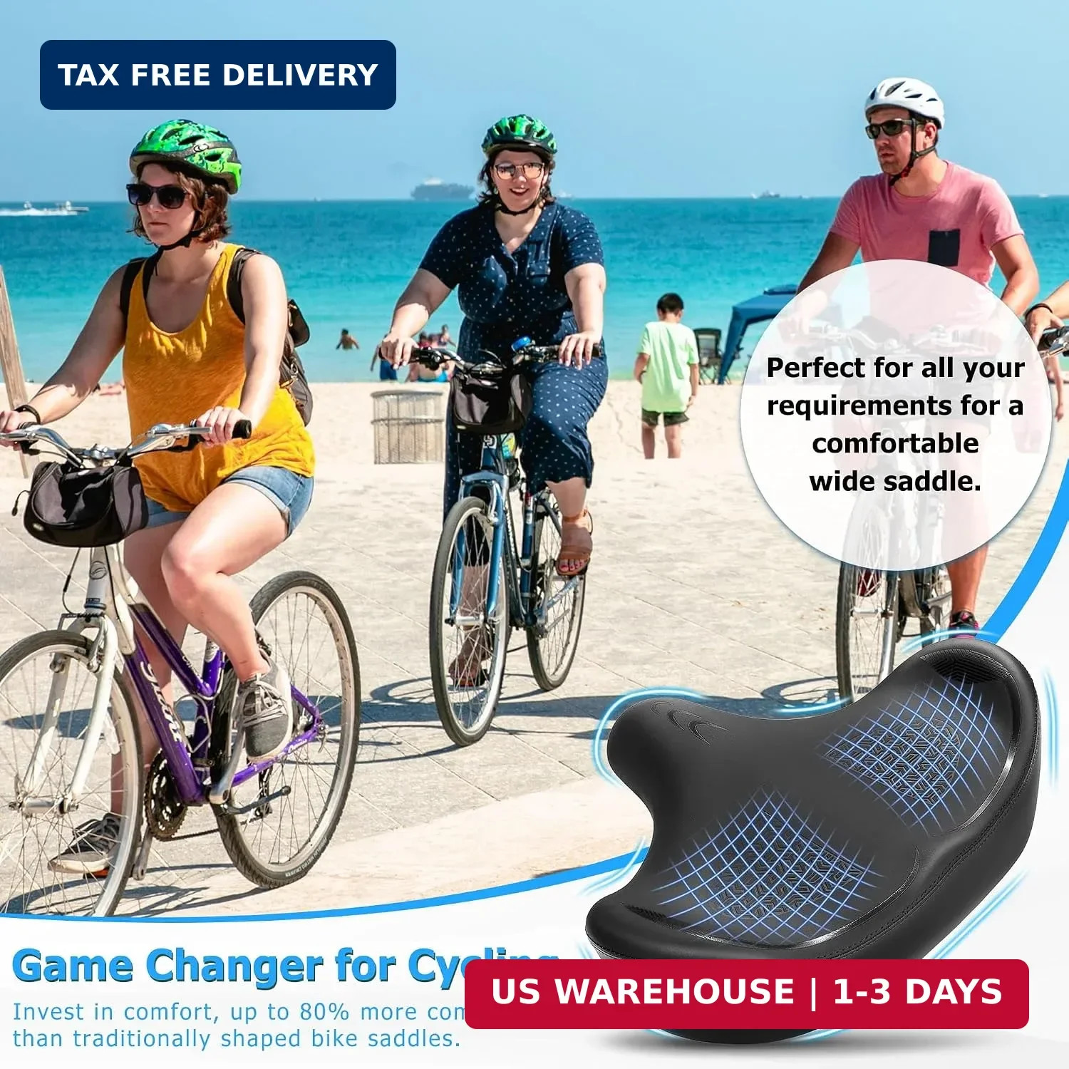CDYWD Oversized Bike Seat for Men & Women Comfort, Extra Wide Bicycle Seat Cushi