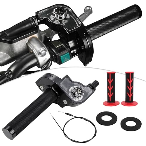 7/8″ 22mm Dirt Bike Throttle Assembly,Aluminum Alloy Transparent Design Black