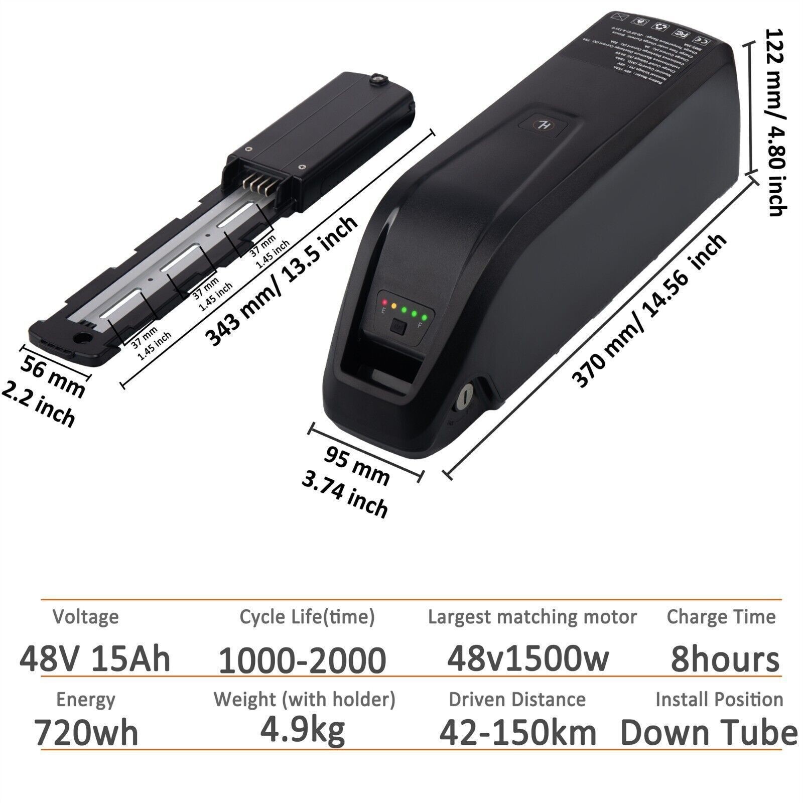 36V 52V 48V 15Ah 20Ah Ebike Battery Electric Bike Battery 48V Lithium Battery