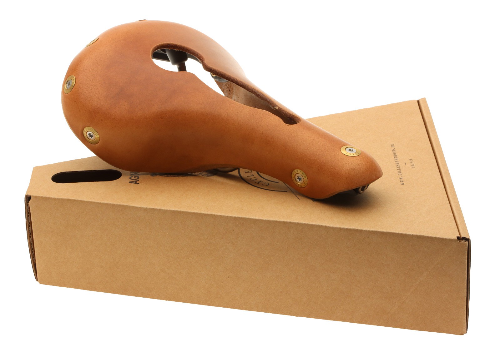 Gilles Berthoud Agnel Open Saddle Titanium Rails Hard Leather Natural NEW NOS