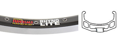 Sun Ringle Rhyno Lite 26″ Bicycle Rim:Durable Double-Wall, 32H, Tube-Only, Blac