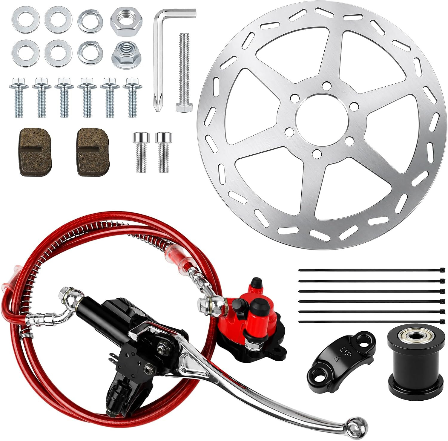 Basalt Auto Hydraulic Rear Brake Kit for Mini Bike, 180Mm Disc Rotor and Caliper