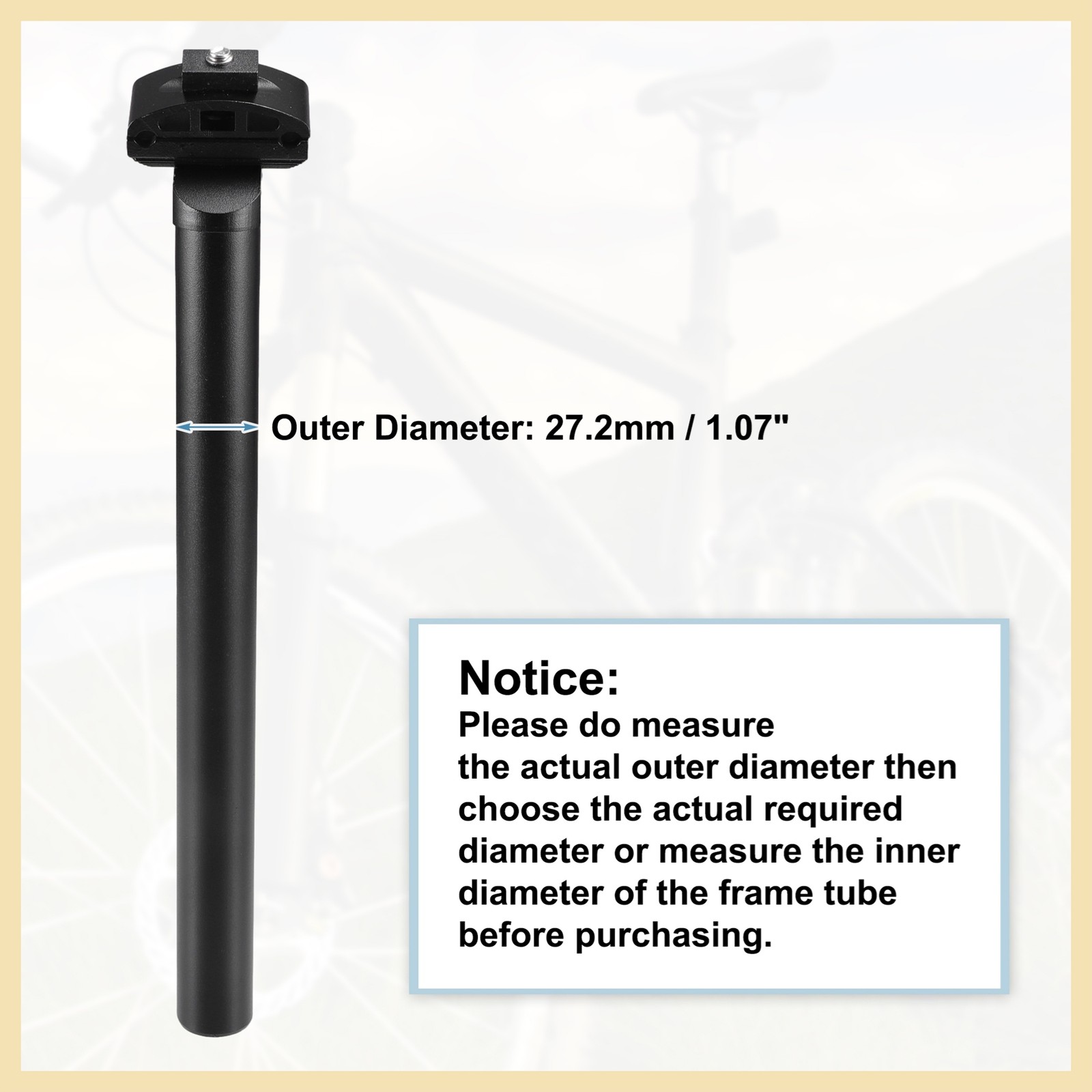 27.2x300mm Bike Seat Post Aluminum Alloy Bicycle Bike Seat Tube Mount
