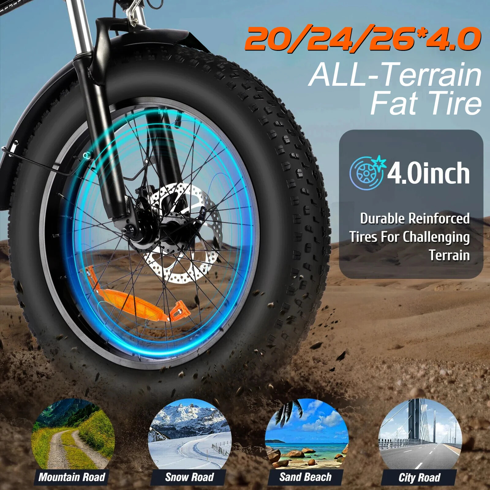 72V 3000W 4.0Tire Snow Ebike Kit 20 24 26″ Rear Rotate Wheel Motor Dropout 170mm