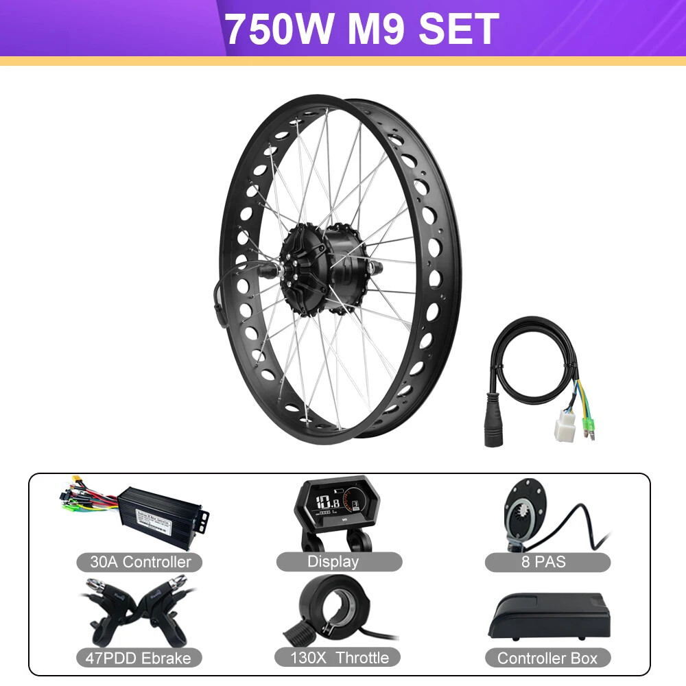 48V 750W E-Bike Conversion Kit 20 24 26er*4.0Tyre Rear Hub Motor Drive 40-50km/h