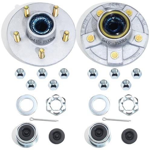 2 Sets Galvanized Trailer Hub Kits 5 on 4.5» for 3500 lbs 1-1/16» to 1-3/8»