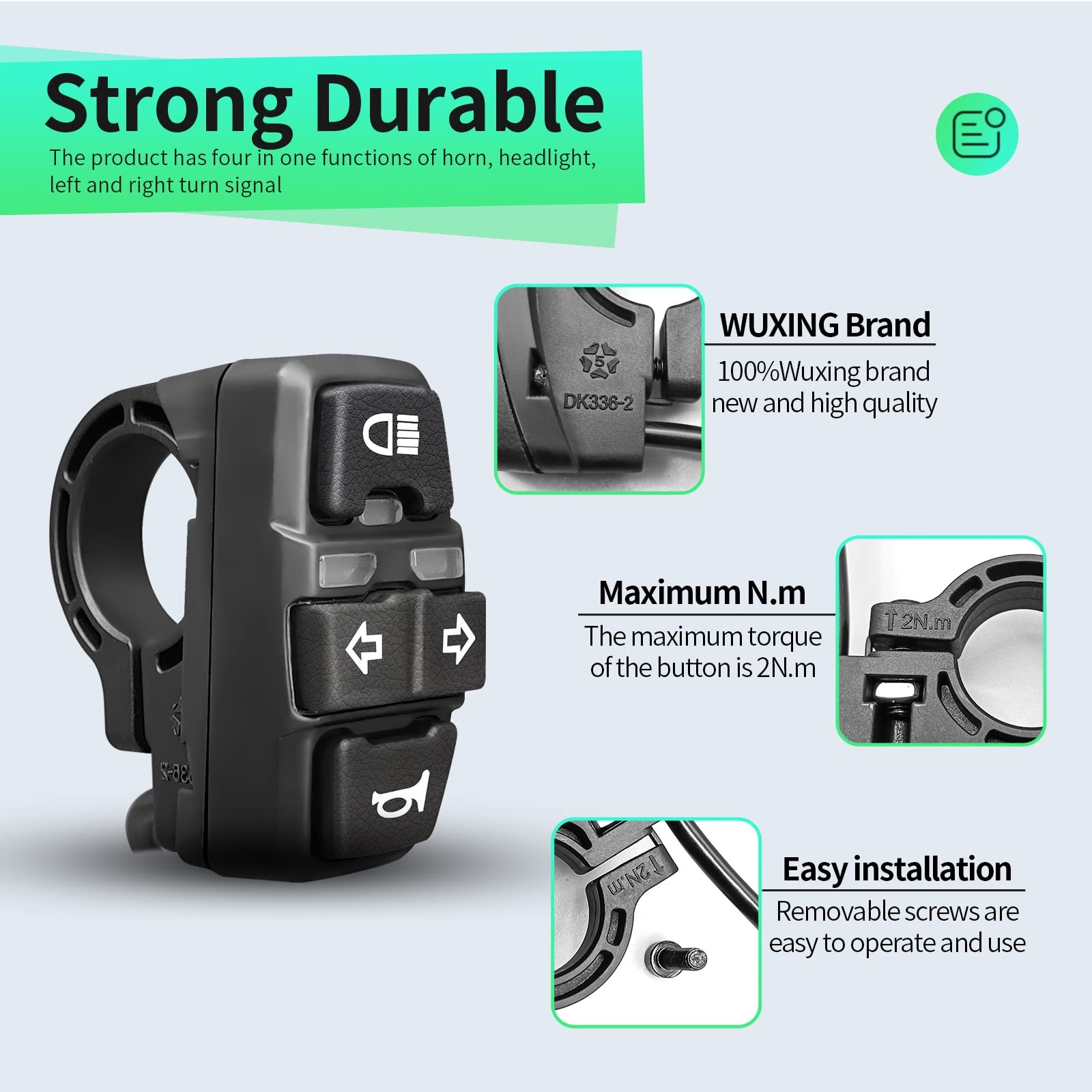 E-Bike Light Switch DK336 Ebike Lamp and Horn Switch for Electric Bike Scoote…